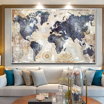 DDHH Vintage World Map Canvas Painting Printing Poster Wall Pictures For Living Room Modern Nordic Map Pictures Decor Art
DDHH Vintage World Map Canvas Painting Printing Poster Wall Pictures For Living Room Modern Nordic Map Pictures Decor Art
