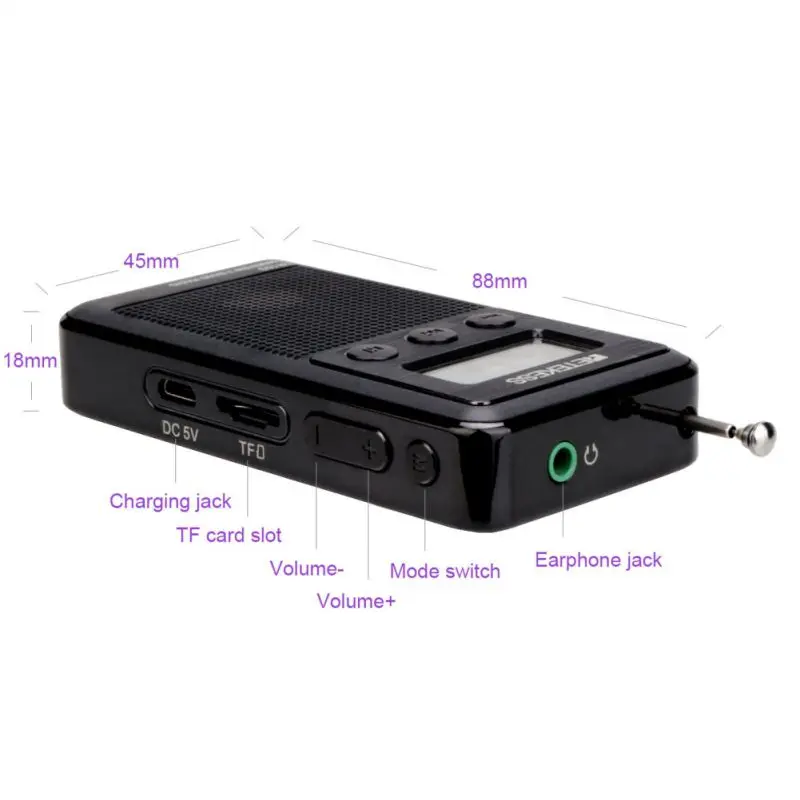 Digital Tone Tuning MP3 Player Support TF Card Mini FM/MW/SW Personal Pocket Radio
Digital Tone Tuning MP3 Player Support TF Card Mini FM/MW/SW Personal Pocket Radio