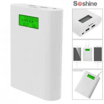 Soshine E3S 18650 Portable Power Source Bank with Dual USB + Smart Intelligent 18650 Battery Charger with LCD Display