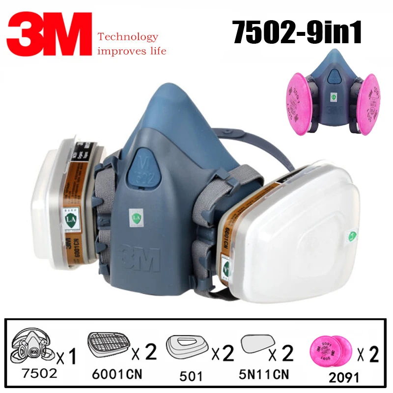 9 in 1 3M 7502 6001 Gas Mask Military Poison Respirator Half Face Widely Use Mask Chemical Paint Spray Pesticide Protection
9 in 1 3M 7502 6001 Gas Mask Military Poison Respirator Half Face Widely Use Mask Chemical Paint Spray Pesticide Protection