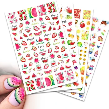 4pcs Fruit Flower Leaf Sticker Abstract Face Watermelon Strawberry Lemon 3D Adhesive Slider Summer Nail Decoration
4pcs Fruit Flower Leaf Sticker Abstract Face Watermelon Strawberry Lemon 3D Adhesive Slider Summer Nail Decoration
