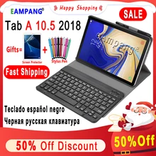 Russo espanhol inglês teclado para samsung galaxy tab um 10.5 2018 teclado caso t590 t595 SM-T590 SM-T595 capa de couro funda(China)