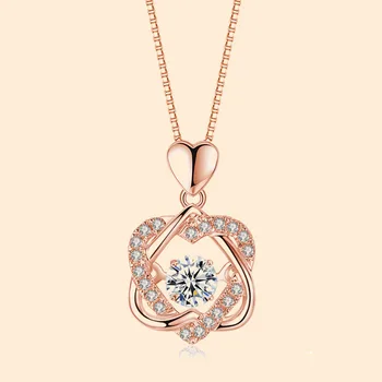 Crystall Heart Round Zircon pendant rose gold women wedding jewelry sparkling party girl Engagement accessory birthdays Gift 
Crystall Heart Round Zircon pendant rose gold women wedding jewelry sparkling party girl Engagement accessory birthdays Gift