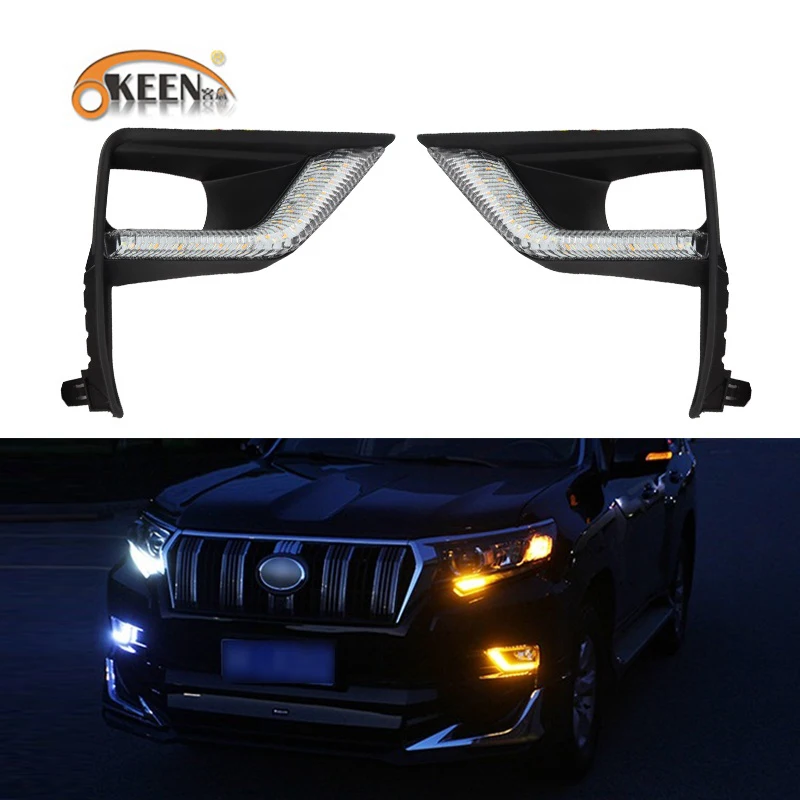 OKEEN 2x Автомобильный светодиодный светильник дневного света для Toyota Land Cruiser Prado 2018 2019 светодиодный светильник DRL 12V с поворотным сигналом Водонепроницаемая противотуманная фара 
OKEEN 2x Автомобильный светодиодный светильник дневного света для Toyota Land Cruiser Prado 2018 2019 светодиодный светильник DRL 12V с поворотным сигналом Водонепроницаемая противотуманная фара