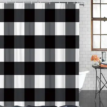 Shower Curtains with Hooks, Gingham Check Black White Durable Waterproof Polyester Fabric Bath Curtain Set for Bathroom TubSmall
Shower Curtains with Hooks, Gingham Check Black White Durable Waterproof Polyester Fabric Bath Curtain Set for Bathroom TubSmall