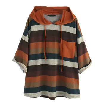 Hooded Sweatshirt For Women Casual Loose Hooded Rainbow Striped Print 3/4 Sleeve Sweatshirt
Hooded Sweatshirt For Women Casual Loose Hooded Rainbow Striped Print 3/4 Sleeve Sweatshirt