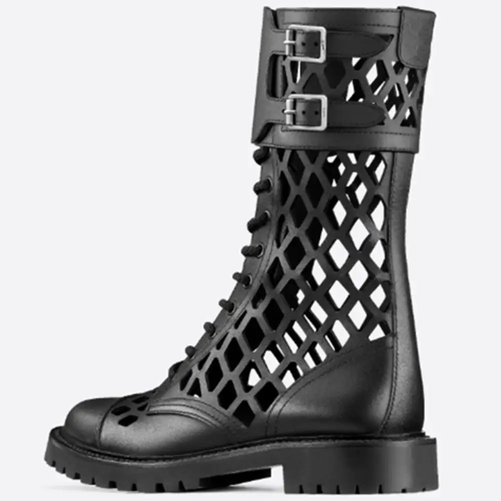 DORATASIA Cool Women Hollow Out Buckle Lace Up Low Heel Mid Calf Shoes Casual Boots Women Genuine Leather Summer Boots 
DORATASIA Cool Women Hollow Out Buckle Lace Up Low Heel Mid Calf Shoes Casual Boots Women Genuine Leather Summer Boots