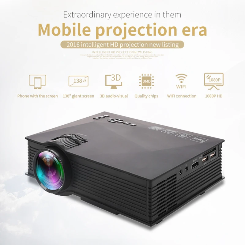 Портативный мини-проектор UC68/UC46 светодиодный домашний микро-проектор 2021 P HD