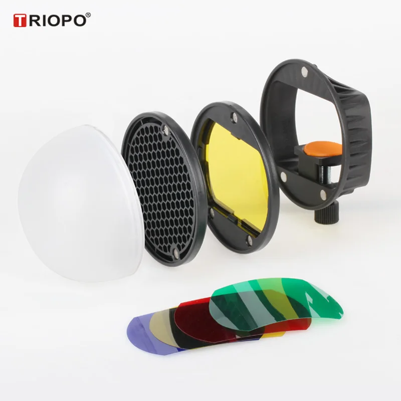 

TRIOPO MagDome Color Filter, Reflector, Honeycomb, Diffuser Ball Kits For YN560III/IV GODOX tt600 TT685 V860II Flash VS AK-R1