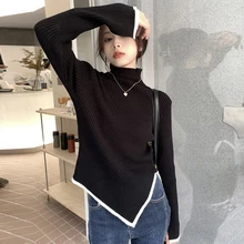 Half Turtleneck Sweater For Women Spring Autumn Trendy Korean Style Personality Irregular Split Hem Female Knitting Pullovers
Half Turtleneck Sweater For Women Spring Autumn Trendy Korean Style Personality Irregular Split Hem Female Knitting Pullovers