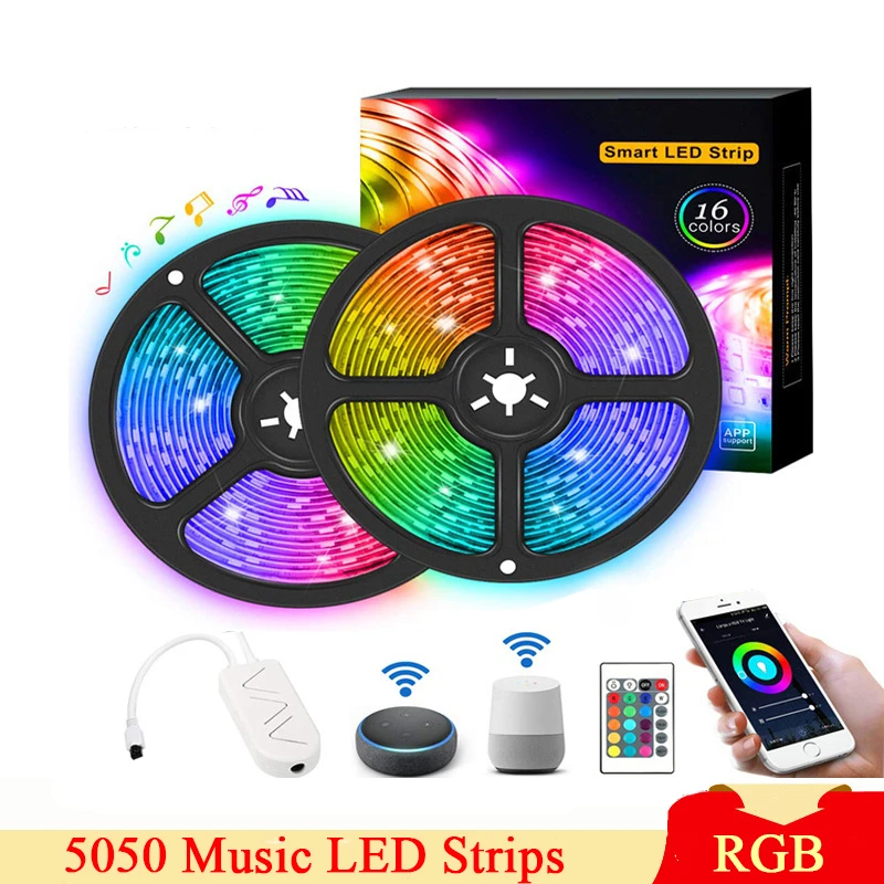 RGB Colorful LED Music Light Strip 12V IP65 SMD 5050 APP Wifi Voice Control Flexible Lights
RGB Colorful LED Music Light Strip 12V IP65 SMD 5050 APP Wifi Voice Control Flexible Lights