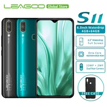 LEAGOO S11 4GB 64GB Android 9.0 6,3 "Waterdrop Display Smartphone Helio P22 Octa Core 13MP Dual Kamera Fingerprint handy(China)