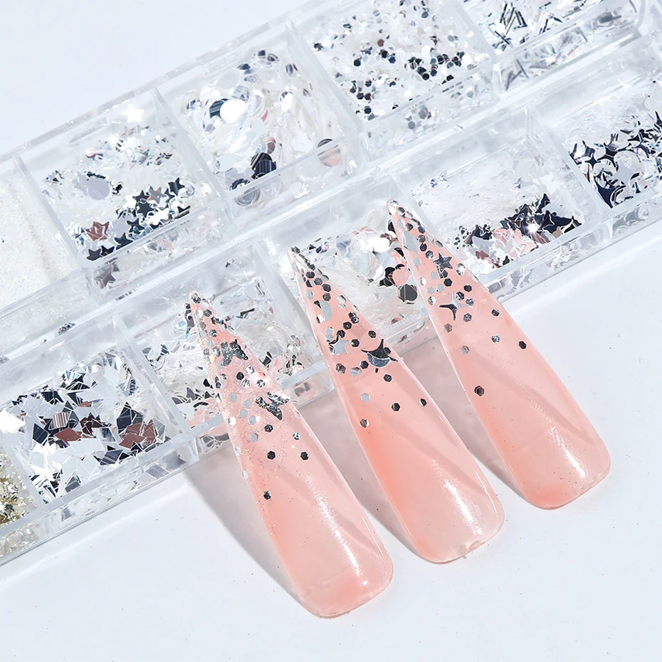 12 Grids/Box Nail Glitter Mirror Flakes Sparkly Round Rhombic Hexagon Holographic Charm Sequins Nails Art Decorations JI1517-1
12 Grids/Box Nail Glitter Mirror Flakes Sparkly Round Rhombic Hexagon Holographic Charm Sequins Nails Art Decorations JI1517-1