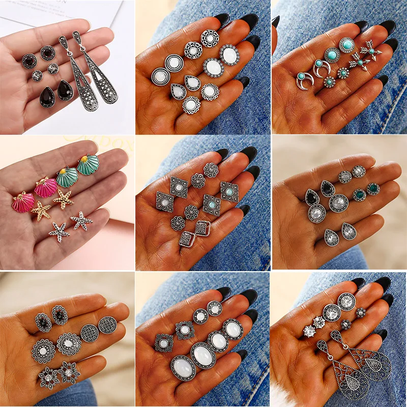 5 Pair/Set Multiple Vintage Ethnic Stud Earrings Geometric Opal Stone Simple Ear Ring for Women 2019 New Jewelry Accessories
5 Pair/Set Multiple Vintage Ethnic Stud Earrings Geometric Opal Stone Simple Ear Ring for Women 2019 New Jewelry Accessories