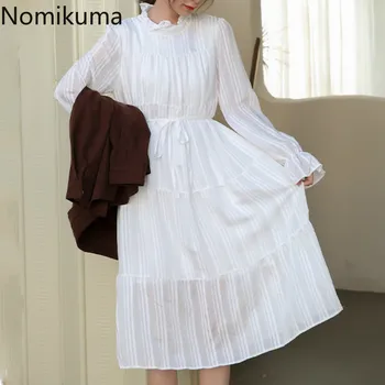 Nomikuma White Black Long Sleeve A Line Dress Women Solid Color Slim Waist Lace Up Vintage Elegant Dresses Spring New Vestidos
Nomikuma White Black Long Sleeve A Line Dress Women Solid Color Slim Waist Lace Up Vintage Elegant Dresses Spring New Vestidos