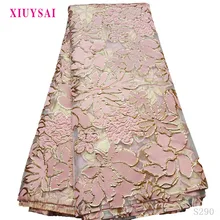 Tela de encaje brocado bordado para vestido de fiesta de boda tela Jacquard africana de alta calidad encaje de tul francés nigeriano(China)