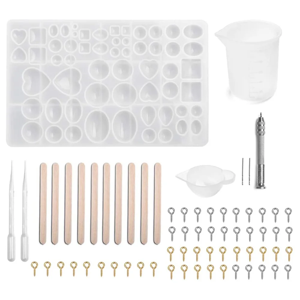 66Pcs Gem Jewelry Silicone Casting Mold Kit For Epoxy Resin with Manual Hand Drill Tool&Screw Eyes For Making DIY Crafting
66Pcs Gem Jewelry Silicone Casting Mold Kit For Epoxy Resin with Manual Hand Drill Tool&Screw Eyes For Making DIY Crafting
