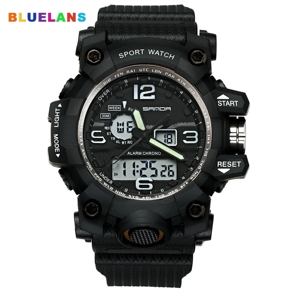 Sanwood Men Sports Dual Time Zones Alarm Calendar Chronograph Digital Analog Wrist Watch
Sanwood Men Sports Dual Time Zones Alarm Calendar Chronograph Digital Analog Wrist Watch