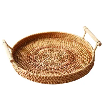 Rattan Storage Tray Round Basket with Handle Hand-Woven Rattan Tray Wicker Basket Bread Fruit Food Breakfast Display
Rattan Storage Tray Round Basket with Handle Hand-Woven Rattan Tray Wicker Basket Bread Fruit Food Breakfast Display