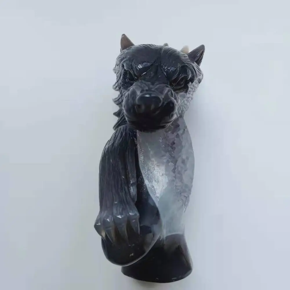 High Quality 18cm Agate Geode Wolf shape Crystal Realistic Cute Animals Hand Polished For Gift &Home Decor WYQ
High Quality 18cm Agate Geode Wolf shape Crystal Realistic Cute Animals Hand Polished For Gift &Home Decor WYQ