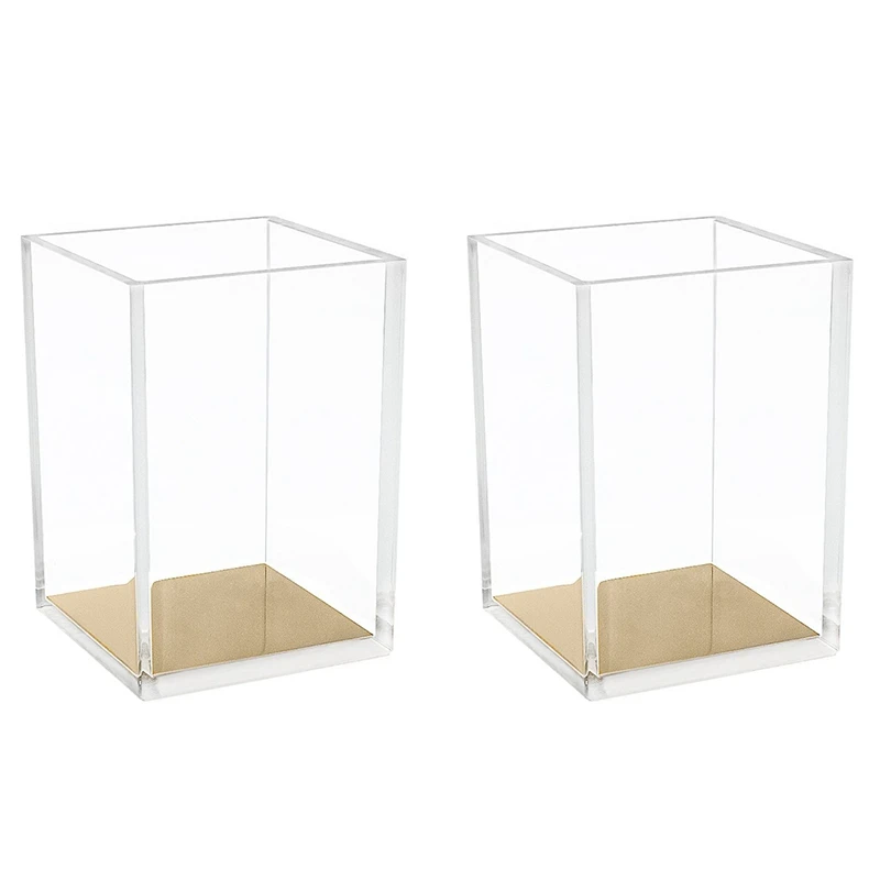 2 Packs Acrylic Pencil and Pen Holder Gold Desktop Stationery Organizer Office Desk Accessory Makeup Brush Storage Brush Bucket 
2 Packs Acrylic Pencil and Pen Holder Gold Desktop Stationery Organizer Office Desk Accessory Makeup Brush Storage Brush Bucket