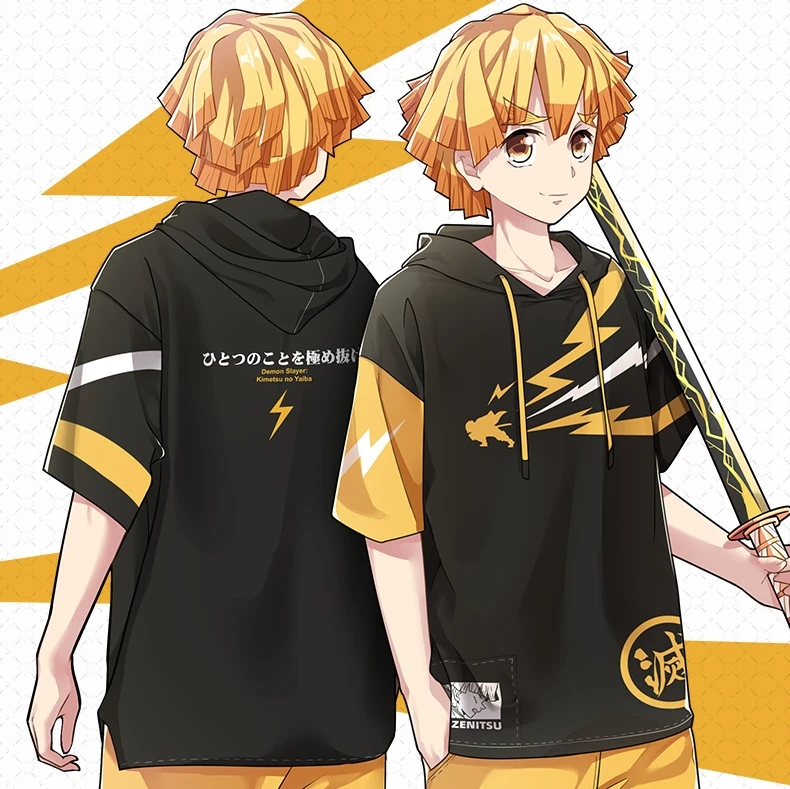 Anime Demon Slayer Kimetsu no Yaiba Agatsuma Zenitsu T-Shirt Short Sleeve Tee Cosplay Sport Unisex Summer Hooded pullover Tops
Anime Demon Slayer Kimetsu no Yaiba Agatsuma Zenitsu T-Shirt Short Sleeve Tee Cosplay Sport Unisex Summer Hooded pullover Tops