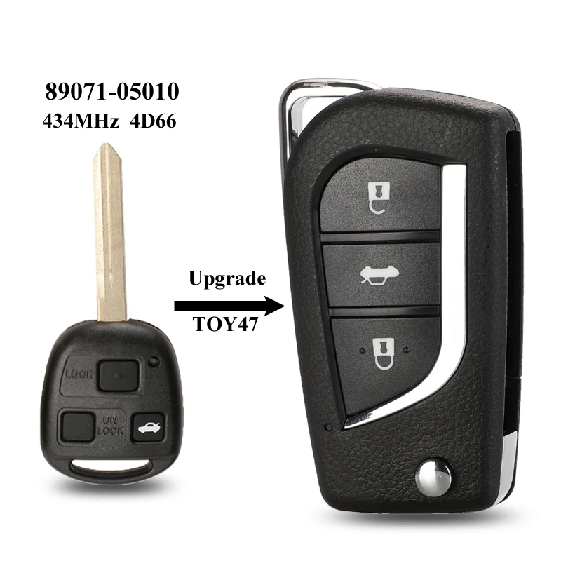 Upgraded Flip Remote Key Shell Case Fob for Toyota Yaris Carina Corolla TOY47 