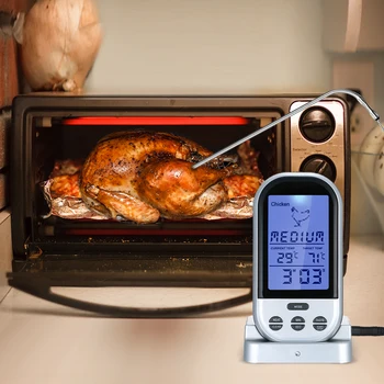 New Wireless Meat Thermometer with LCD Display Backlight Countdown Function Digital Remote Cooking Thermoters for Kitchen Barbeq