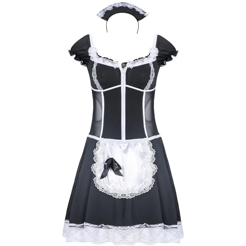 

Hot Sale Maid Cosplay Costumes Lace Sexy Kawaii Lingerie Set White Cute Underwear Servant Dress Erotic Outfit Porno Nightgown