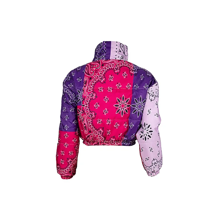 Short Print Cotton-Padded Jacket Women 2020 European And American Fashion New Winter Stand-Up Collar Long-Sleeved Coat Trendy