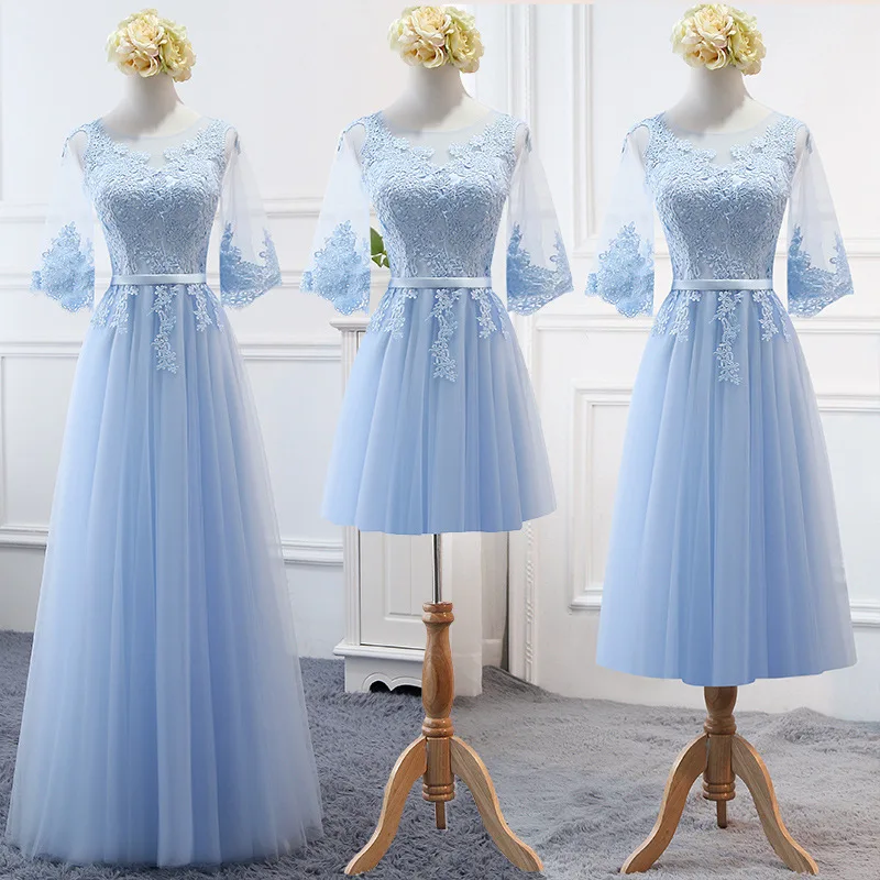 Light Blue Dresses Godmothers Weddings 2022 A-Line 1/2 Sleeve Lace Appliques vestidos de fiesta para bodas mujer 
Light Blue Dresses Godmothers Weddings 2022 A-Line 1/2 Sleeve Lace Appliques vestidos de fiesta para bodas mujer