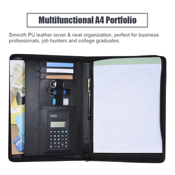 Multifunctional Professional Business Portfolio Padfolio Folder Document Case Organizer A4 PU Leather Zippered Closure
Multifunctional Professional Business Portfolio Padfolio Folder Document Case Organizer A4 PU Leather Zippered Closure