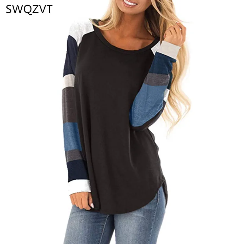 Женская футболка с длинным рукавом и круглым вырезом на осень/зиму | одежда