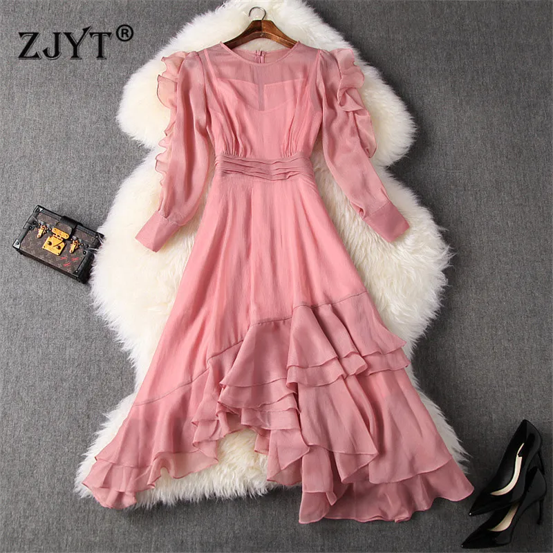 Elegant Lady Spring Dress Runway Designers 2020 New Women's Fashion Ruffled Patchwork Solid Asymmetrical Chiffon Party Dresses
Elegant Lady Spring Dress Runway Designers 2020 New Women's Fashion Ruffled Patchwork Solid Asymmetrical Chiffon Party Dresses