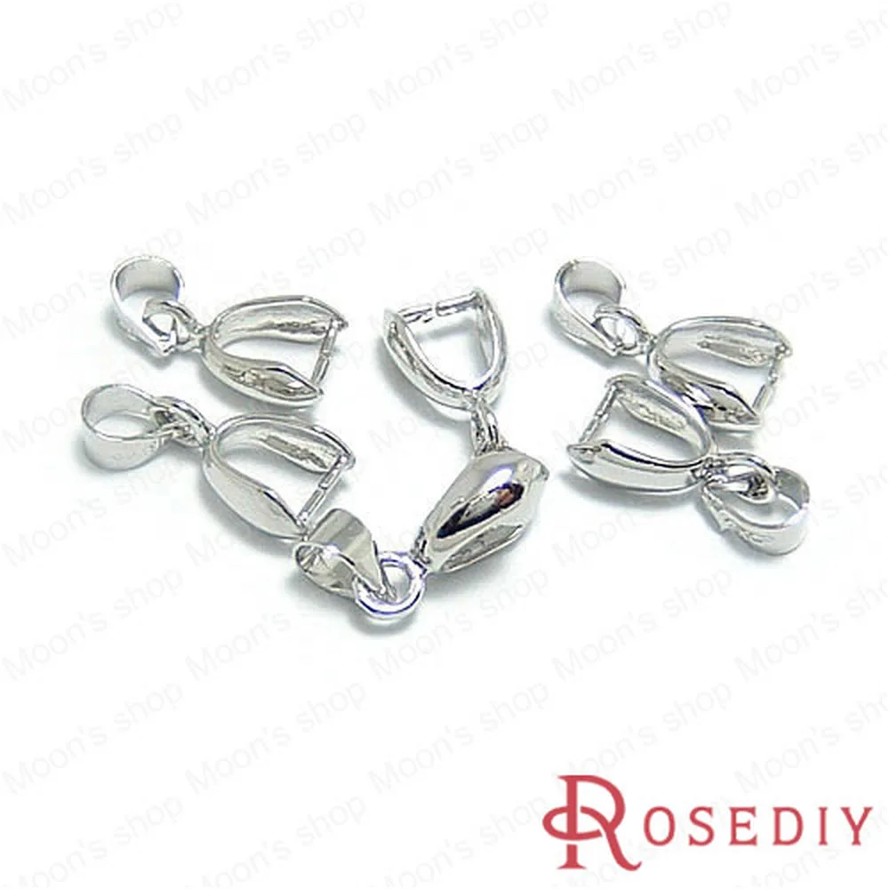 

Wholesale Overall Height 16mm Imitation Rhodium Brass Pendant Caps Diy Jewelry Findings Accessories 10 pieces(JM5101)