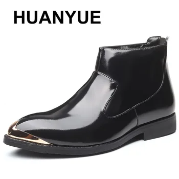 2019 Autumn Winter Men Boots Pointed Toe Ankle Booties Slip-on Waterproo Non-slip High-Top Men Leather Shoes Big Size 38-47
2019 Autumn Winter Men Boots Pointed Toe Ankle Booties Slip-on Waterproo Non-slip High-Top Men Leather Shoes Big Size 38-47