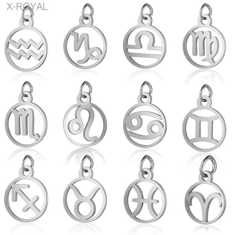 X-ROYAL 5Pcs/lot Hollow Zodiac Pattern Round Pendants Out Hole With Jump Ring Stainless Steel DIY Twelve Constellations Charms
X-ROYAL 5Pcs/lot Hollow Zodiac Pattern Round Pendants Out Hole With Jump Ring Stainless Steel DIY Twelve Constellations Charms