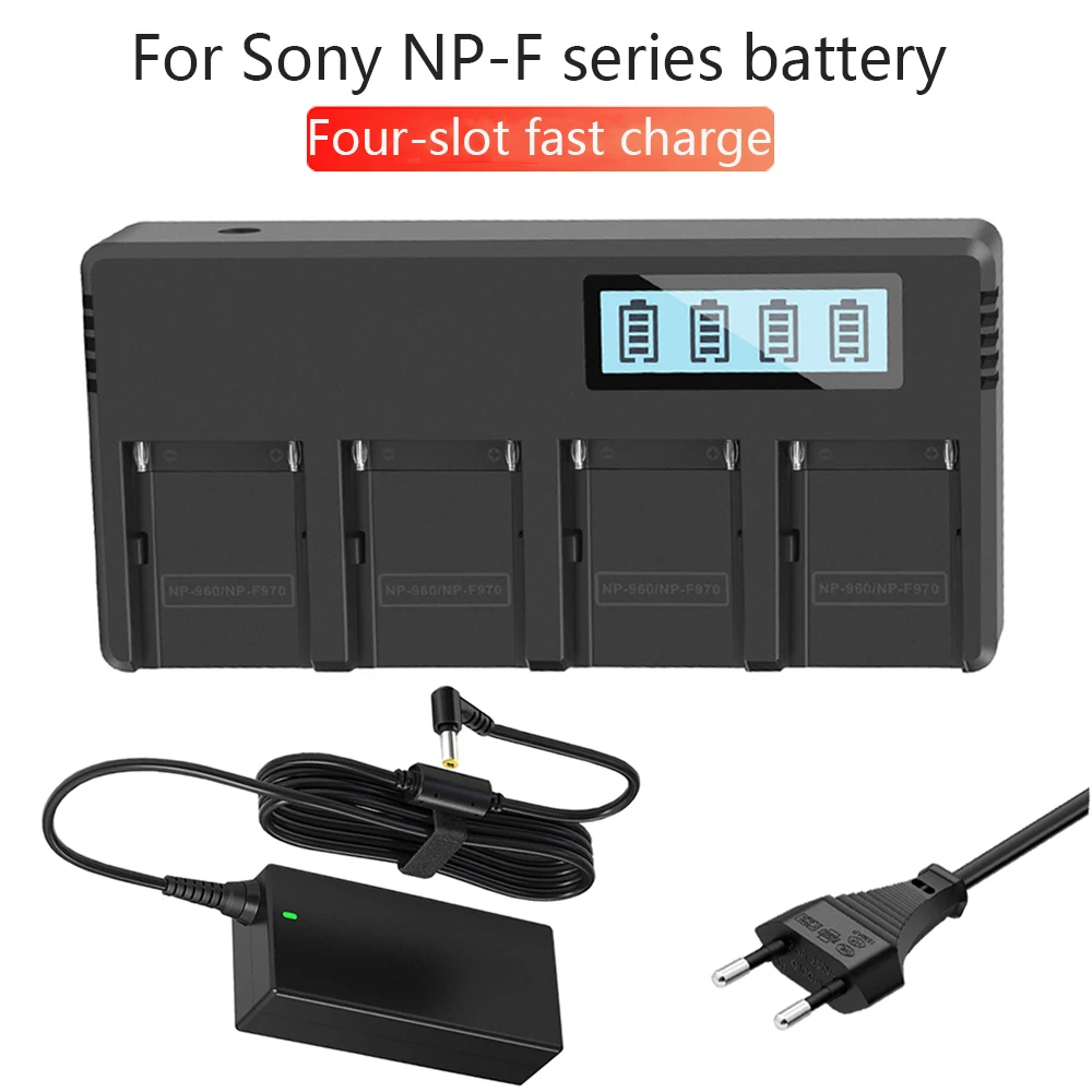 

NP F970 F960 NP F770 Battery 4-Channel Fast smart quadra Charger for Sony F750 NP-F550 NP-FM50 FM500H QM71 AC power adpter