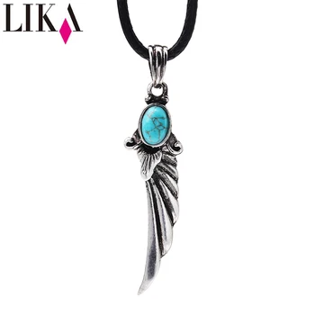 LIKA Turquoise stone inlaid on alloy Wing Pendant Necklace Vintage Alloy Wing Pendant Wax Rope Necklace for men/women
LIKA Turquoise stone inlaid on alloy Wing Pendant Necklace Vintage Alloy Wing Pendant Wax Rope Necklace for men/women