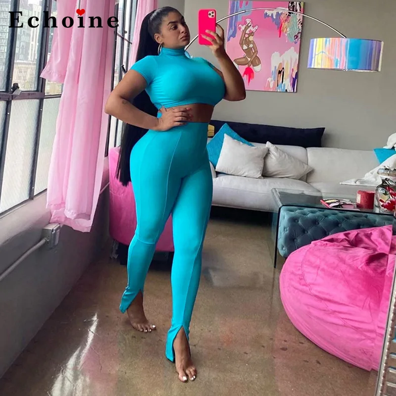 Women's High-Neck Slit Sports Suit Fitness Two Piece Set Slim Crop Tops Jogger Bodycon Long Pencil Pants Femme Active Tracksuit
Women's High-Neck Slit Sports Suit Fitness Two Piece Set Slim Crop Tops Jogger Bodycon Long Pencil Pants Femme Active Tracksuit