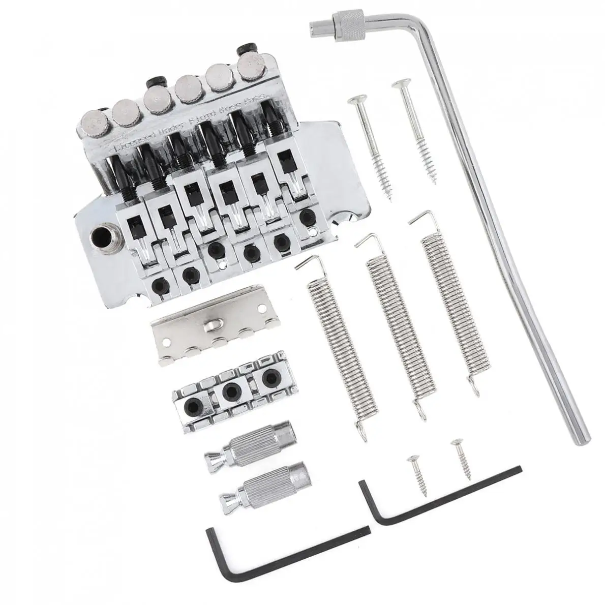 6 String Double Roll Tailpiece Saddle Tremolo Bridge System Silver / Black Optional Guitar Accessories
6 String Double Roll Tailpiece Saddle Tremolo Bridge System Silver / Black Optional Guitar Accessories