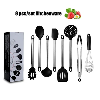 8 Pcs Set Kitchen Tools Silicone Cooking Utensils Kitchenware Spoon Spatula Ladle Egg Beaters Dinnerware Set Cooking Tools Black
8 Pcs Set Kitchen Tools Silicone Cooking Utensils Kitchenware Spoon Spatula Ladle Egg Beaters Dinnerware Set Cooking Tools Black