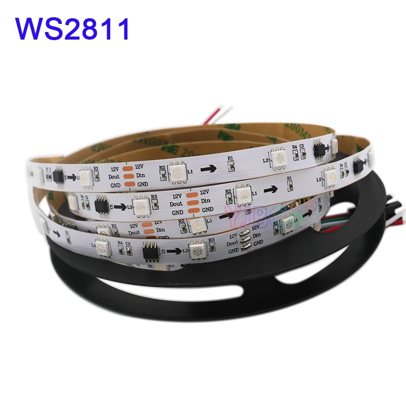 

1m/2m/3m/4m/5m WS2811 Smart Pixel Led Strip Tape;DC12V 30/60leds/m full color Addressable WS2811 IC RGB led strip light