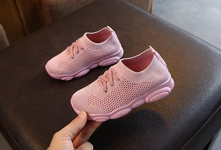 New Baby Sneakers 2020 Fashion Children's Flat Shoes Baby Kids Girls Shoes Stretch Breathable Mesh Sports Running Shoes