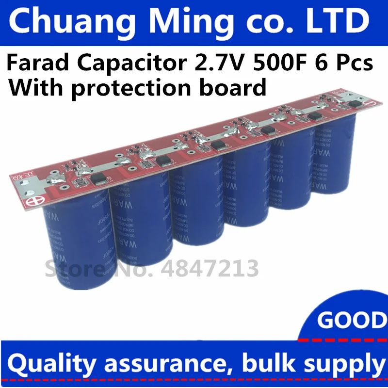 Farad Capacitor 2.7V 500F 6Pcs/1 Set Super Capacitance With Protection Board Automotive Capacitors 2.7V500F
Farad Capacitor 2.7V 500F 6Pcs/1 Set Super Capacitance With Protection Board Automotive Capacitors 2.7V500F