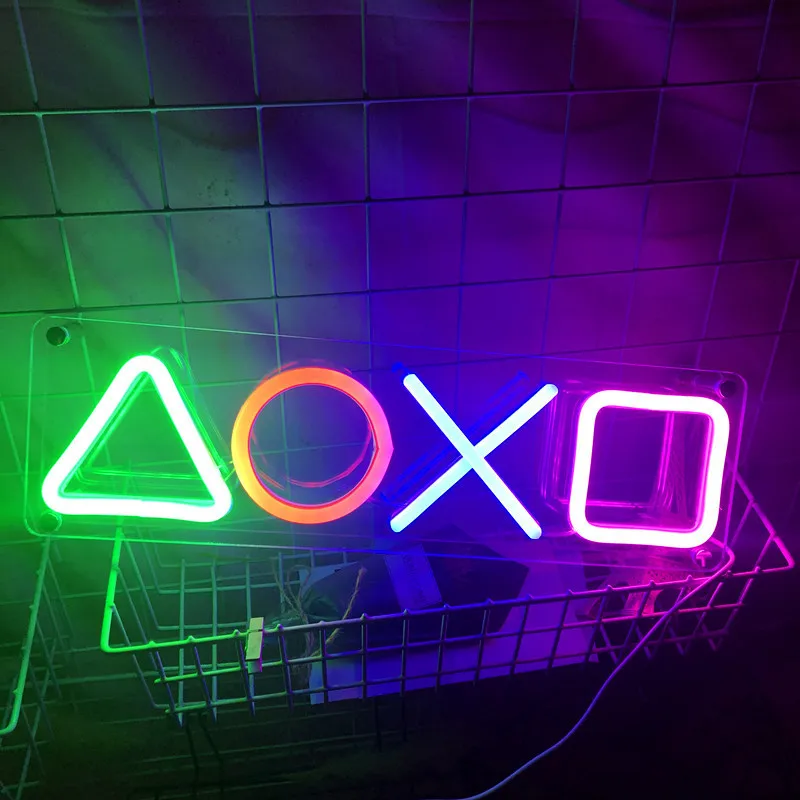 Лампа с иконами игр акриловый неоновый светильник для PS4 настенное освещение