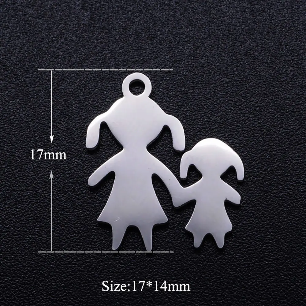 5pcs/lot Mother and Daughter Stainless Steel DIY Charms Wholesale Never Rust Jewelry Making Charm OEM Accepted | Украшения и