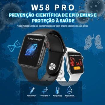 

Newly W58pro Smart Watch Band Full Touch Screen Temperature Detection Heart Rate Blood Pressure Healthy Track Drinking Reminder