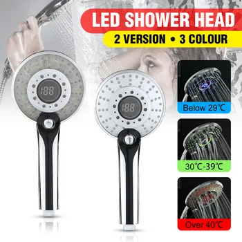 Chrome Automatic Led Shower Head 5Modes 3 LED Colors Change Temperature Display Gradual Changing Water Glow Bathroom Pressurized
Chrome Automatic Led Shower Head 5Modes 3 LED Colors Change Temperature Display Gradual Changing Water Glow Bathroom Pressurized