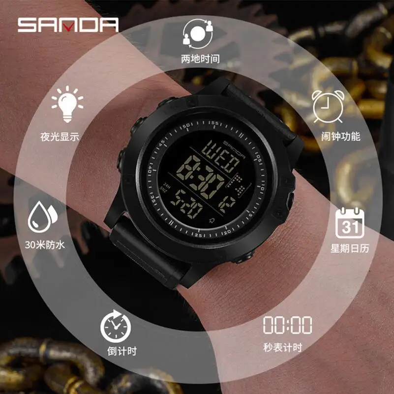 SANDA New Style Electronic Watch Men And Women Students Sports Simple Waterproof Outdoor Digital Display Night Light Large Dial
SANDA New Style Electronic Watch Men And Women Students Sports Simple Waterproof Outdoor Digital Display Night Light Large Dial
